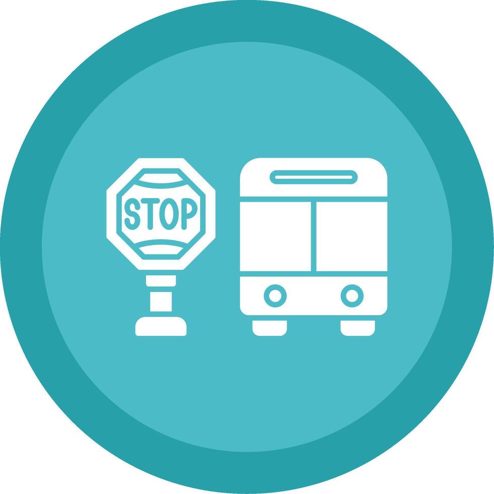 Bus Stop Glyph Multi Circle Icon vector