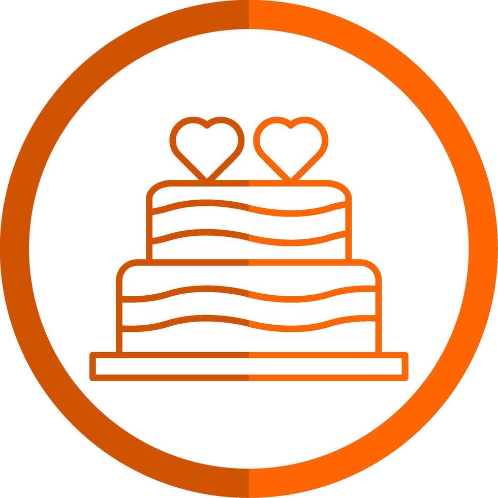 Wedding Cake Line Orange Circle Icon vector