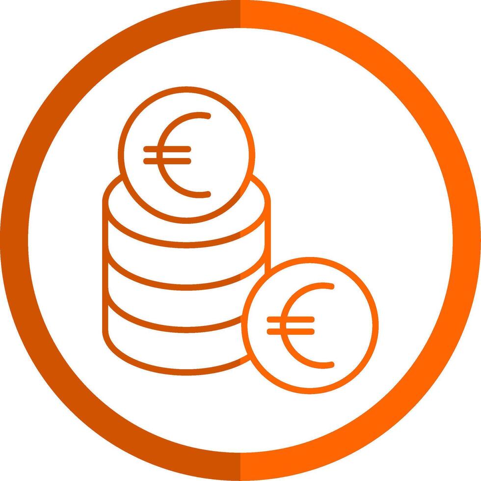 Euro Line Orange Circle Icon vector