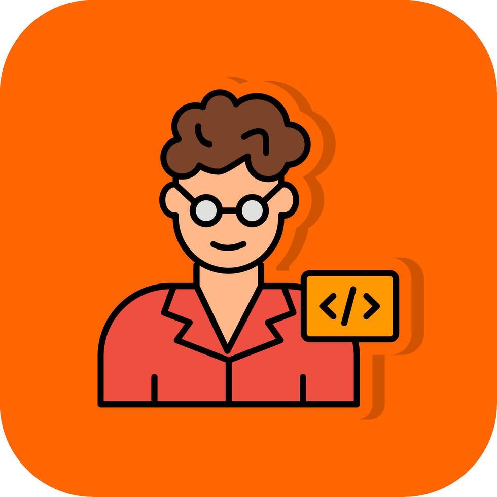 Programmer Filled Orange background Icon vector