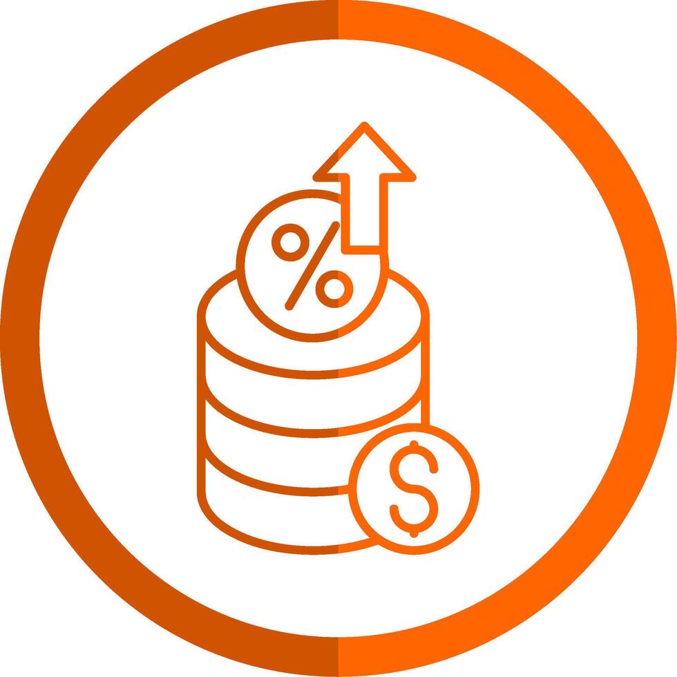 Interest Rate Line Orange Circle Icon vector