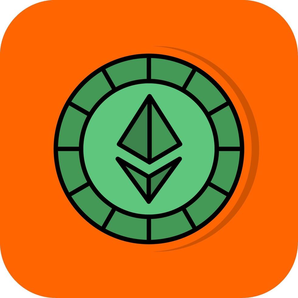 Ethereum Coins Filled Orange background Icon vector