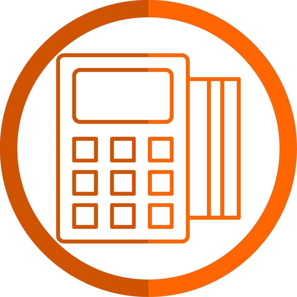 Pos Terminal Line Orange Circle Icon vector