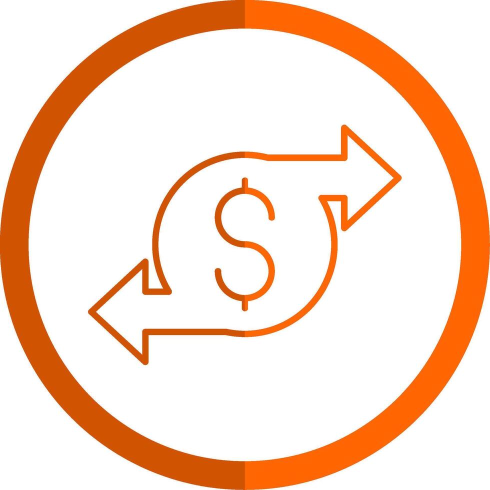 Money Transfer Line Orange Circle Icon vector