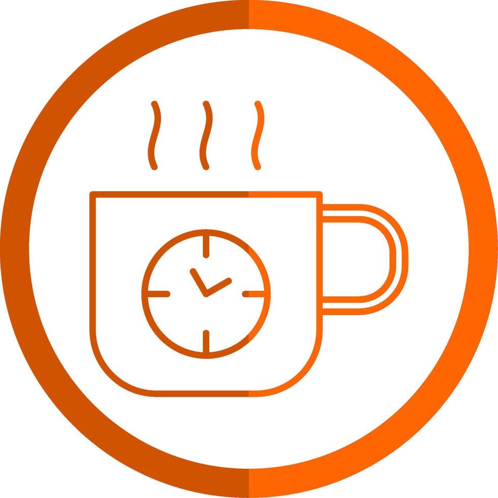 Coffee Time Line Orange Circle Icon vector