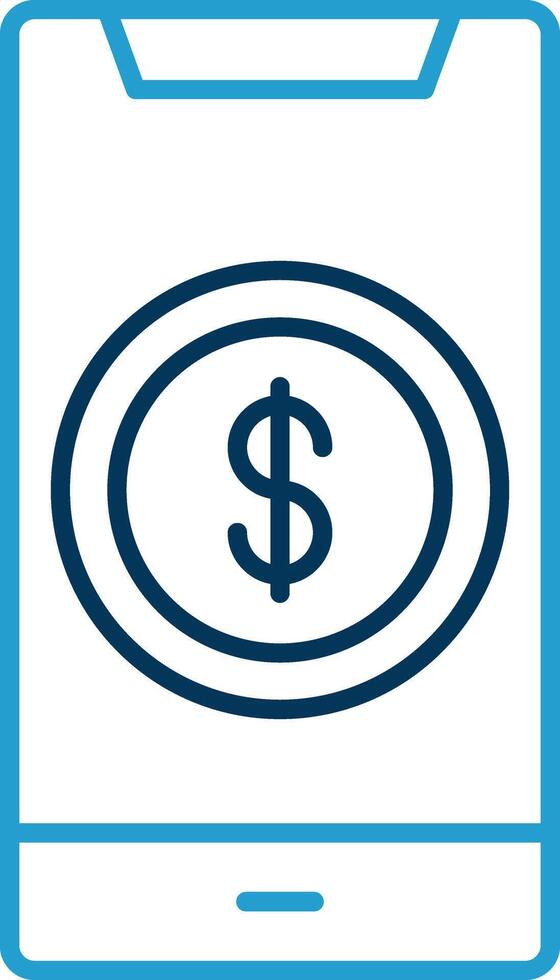 Dollar Line Blue Two Color Icon vector