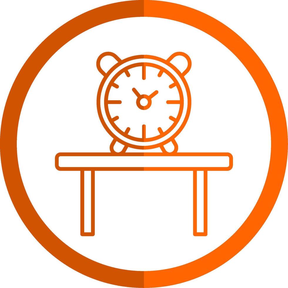 mesa reloj línea naranja circulo icono vector