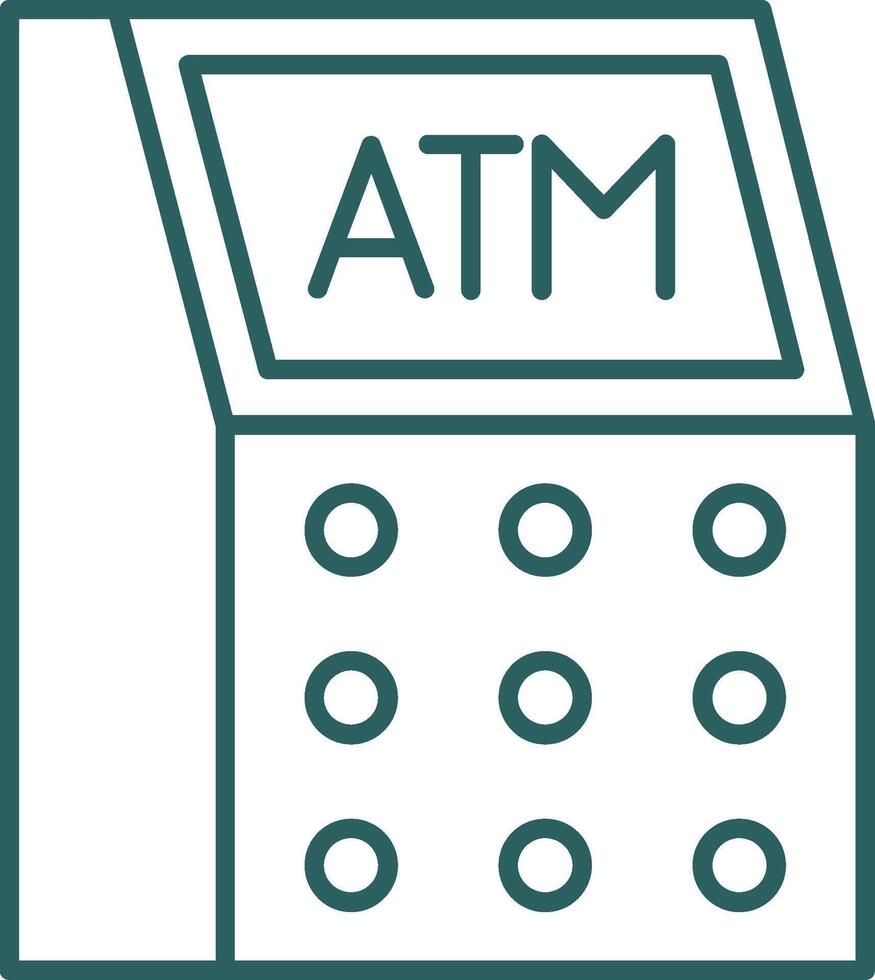 Atm Machine Line Gradient Round Corner Icon vector