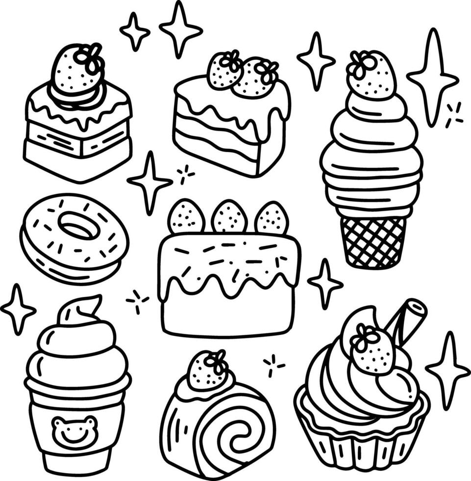 food and sweet doodles element design. vector