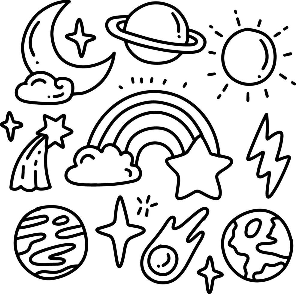 galaxy doodles element design. vector