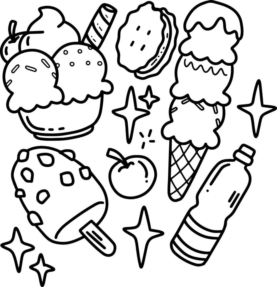 food and sweet doodles element design. vector