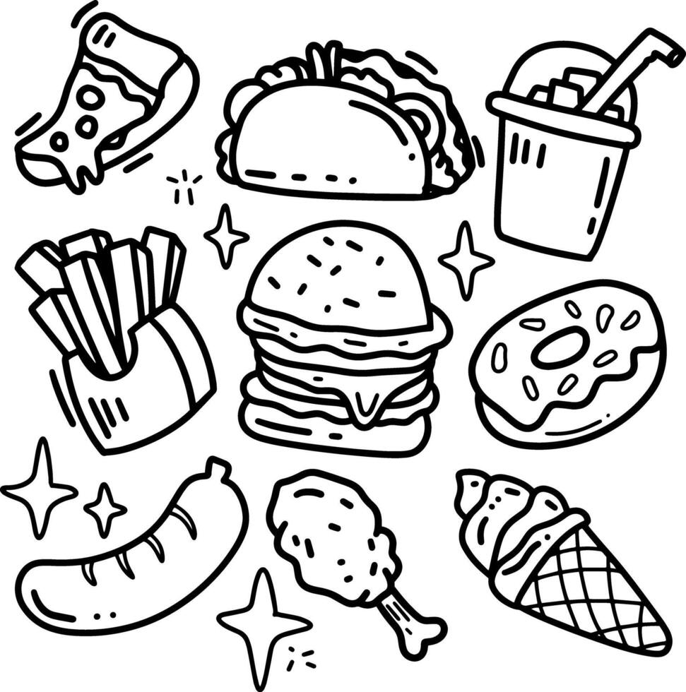 food and sweet doodles element design. vector