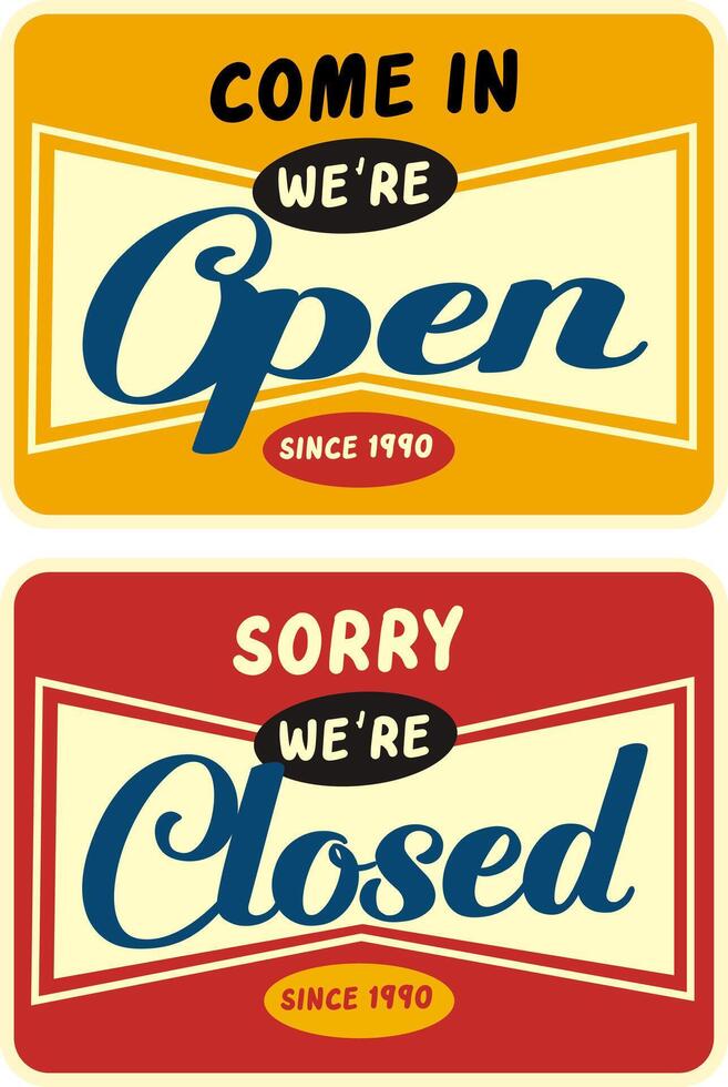 open and closed sign shop element design for templates. vector