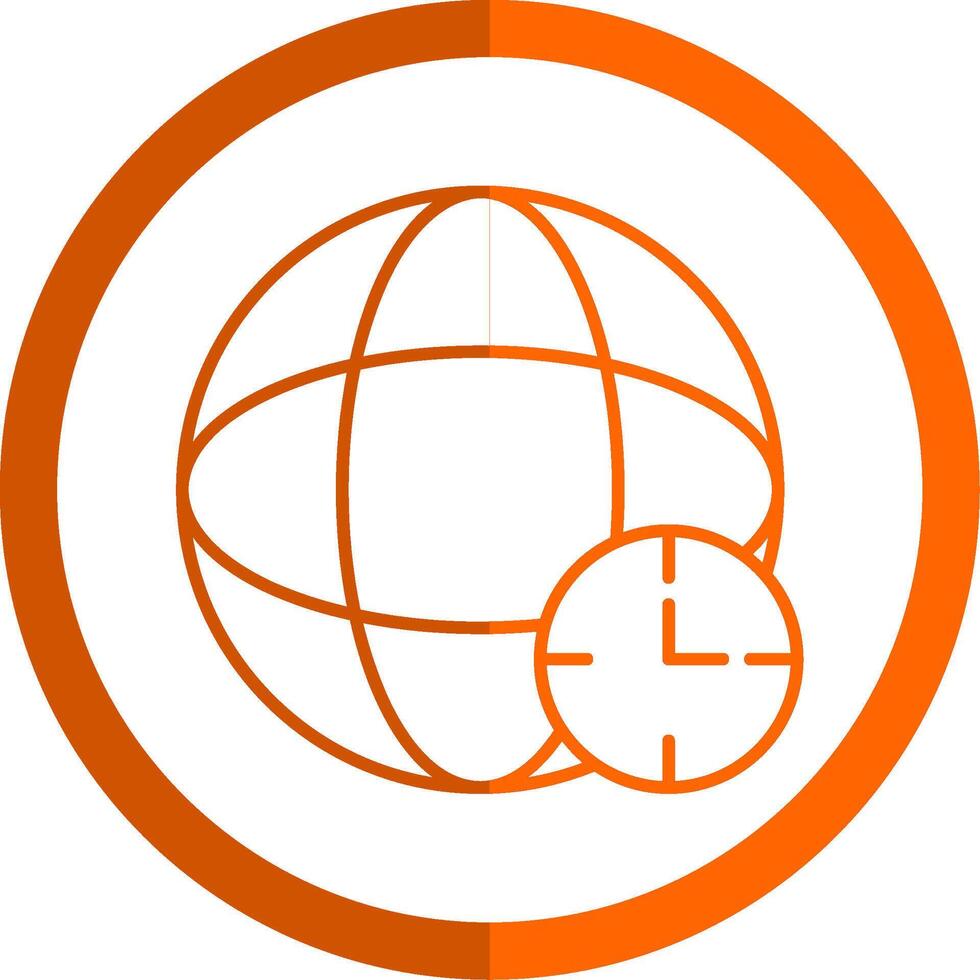 Time Zone Line Orange Circle Icon vector
