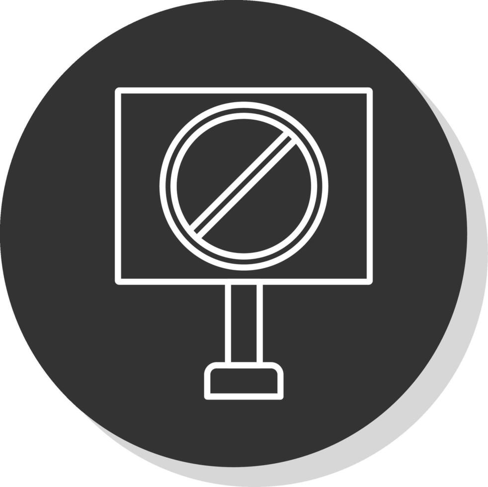 Forbidden Sign Line Grey Circle Icon vector