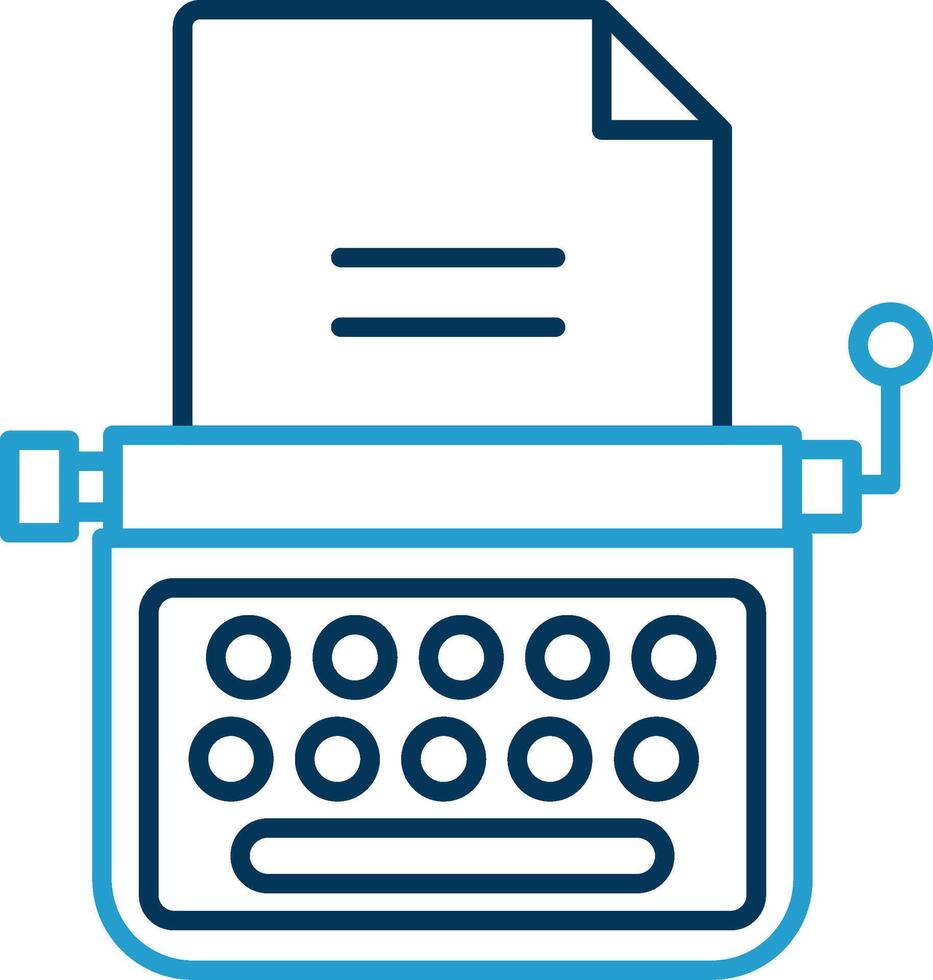 Typewriter Line Blue Two Color Icon vector
