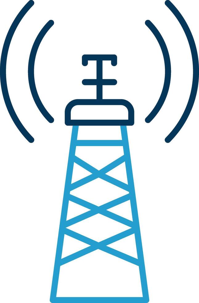 Signal Tower Line Blue Two Color Icon vector