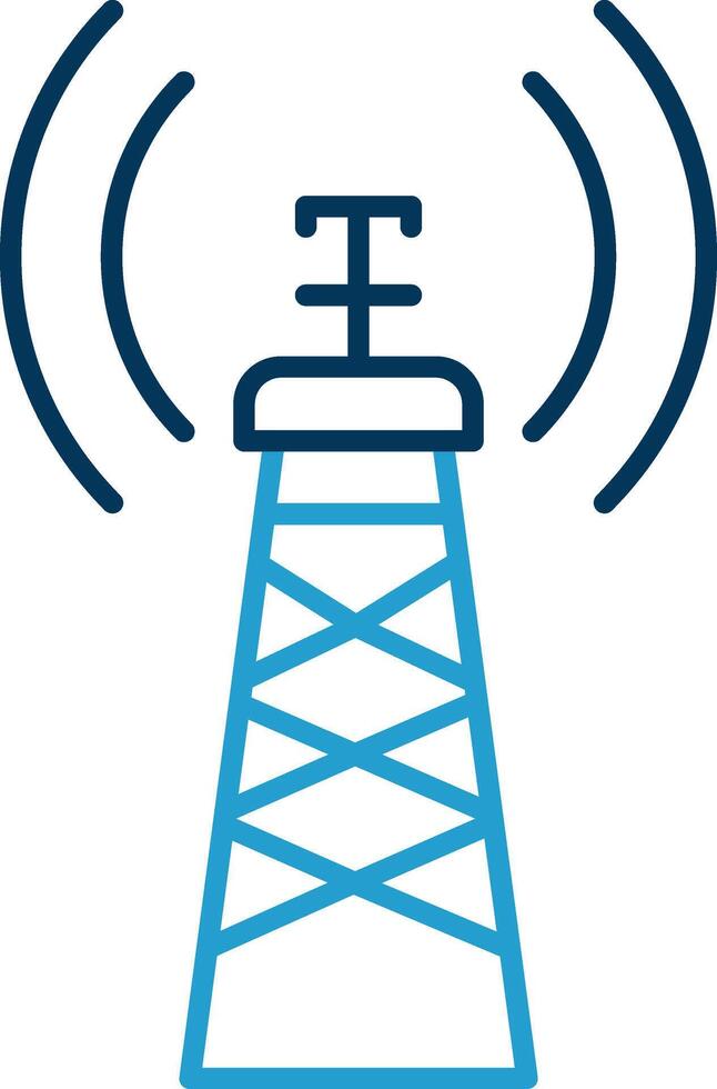 Signal Tower Line Blue Two Color Icon vector