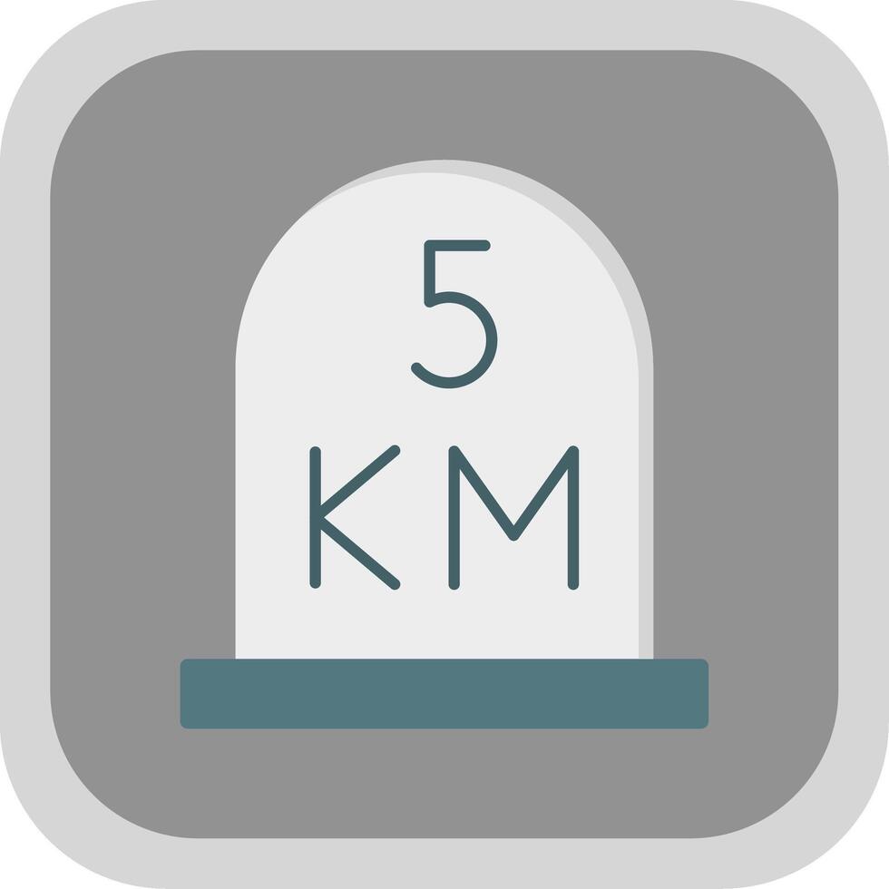 kilometer Flat Round Corner Icon vector