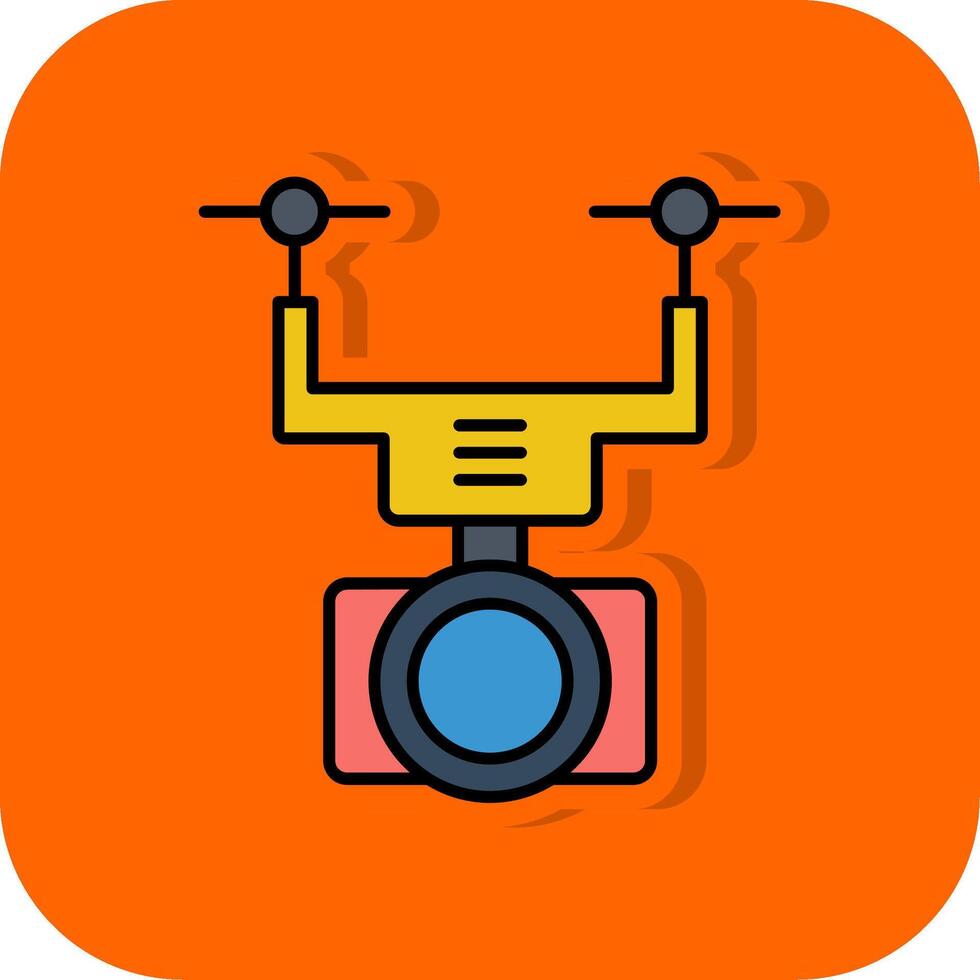 Camera Drone Filled Orange background Icon vector