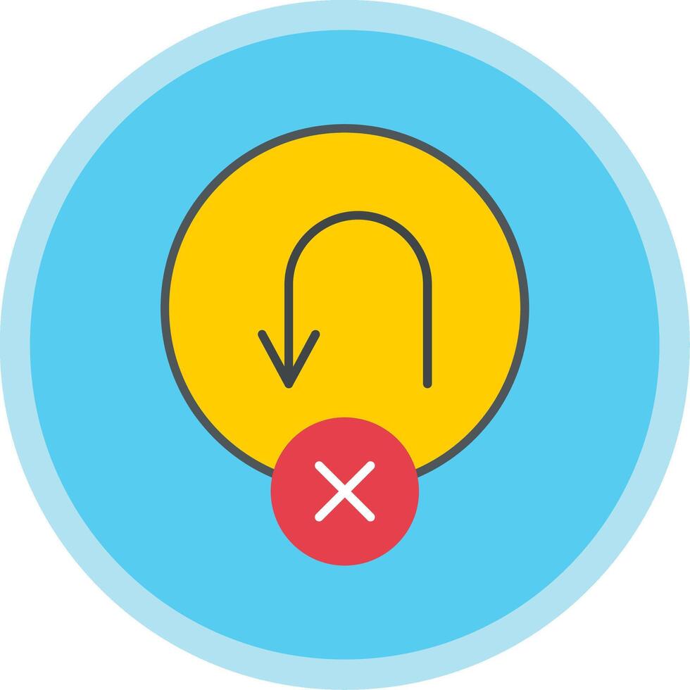 No U Turn Flat Multi Circle Icon vector