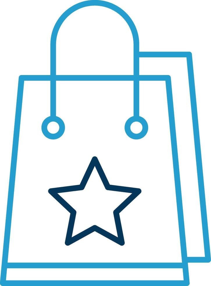 Shopping Bag Line Blue Two Color Icon vector