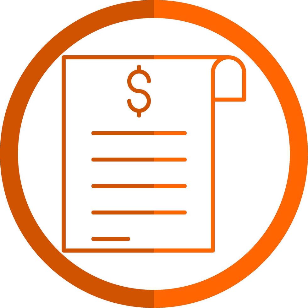 Invoice Line Orange Circle Icon vector