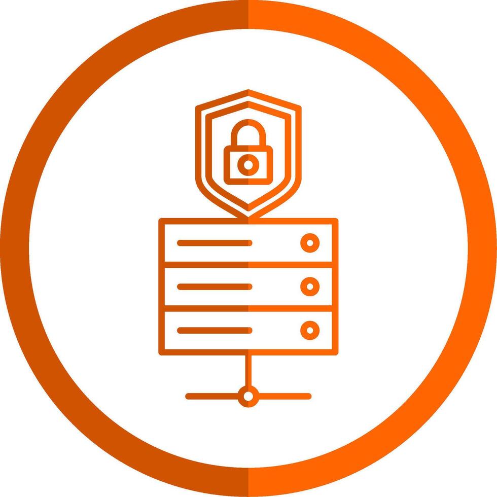Data Protection Line Orange Circle Icon vector