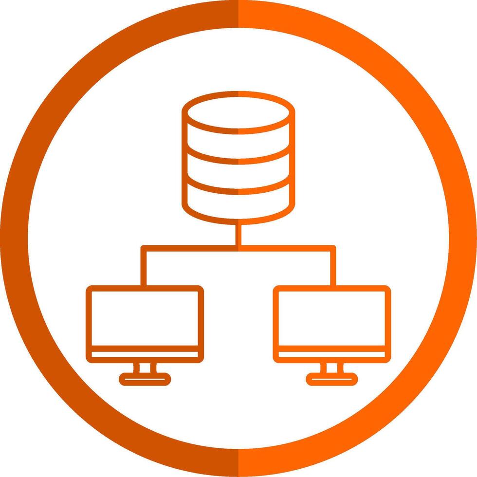 Data Center Line Orange Circle Icon vector