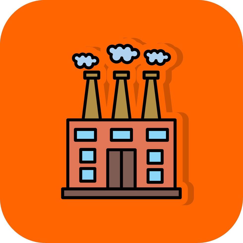 Factory Filled Orange background Icon vector