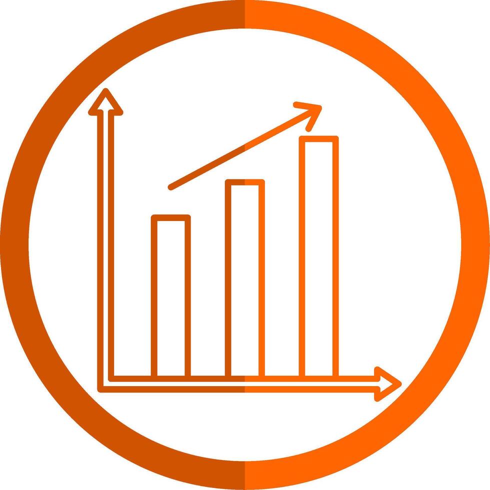 Bar Chart Line Orange Circle Icon vector