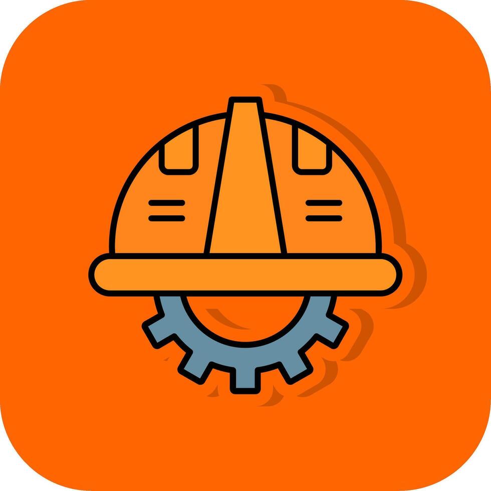 Saftey Helmet Filled Orange background Icon vector