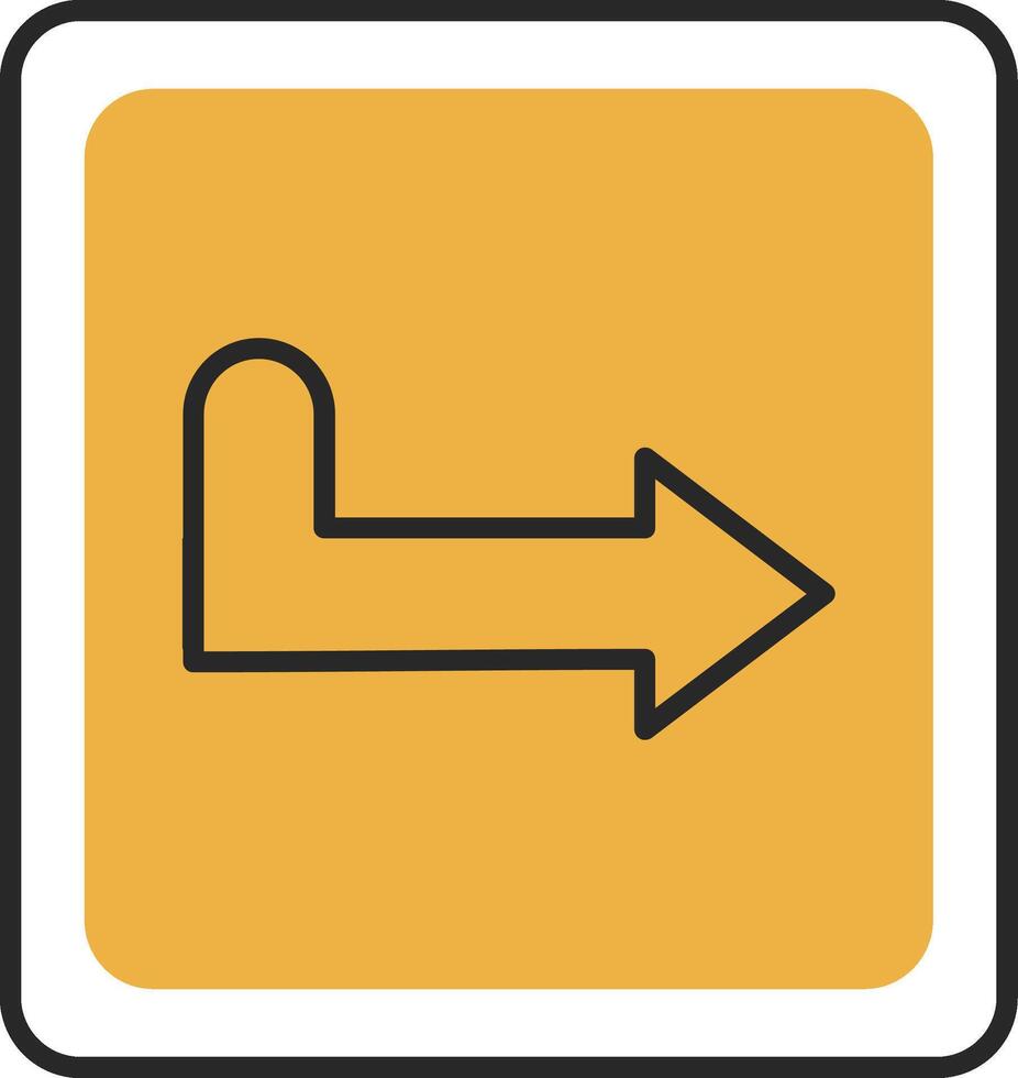 Turn Right Skined Filled Icon vector