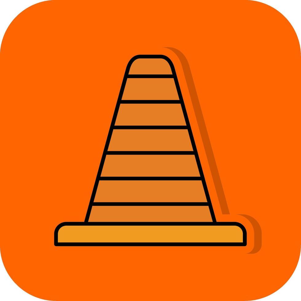 Traffic Cone Filled Orange background Icon vector