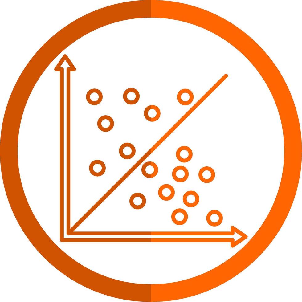 Scatter Graph Line Orange Circle Icon vector