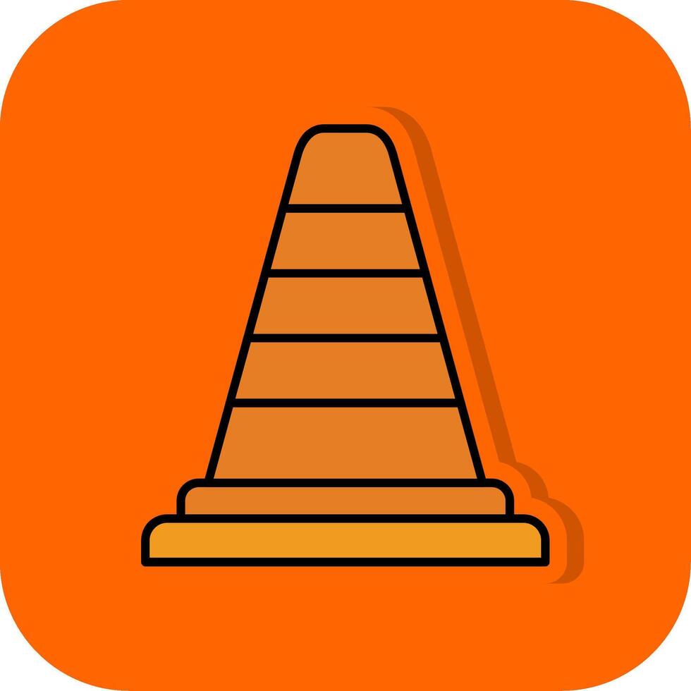 Traffic Cone Filled Orange background Icon vector