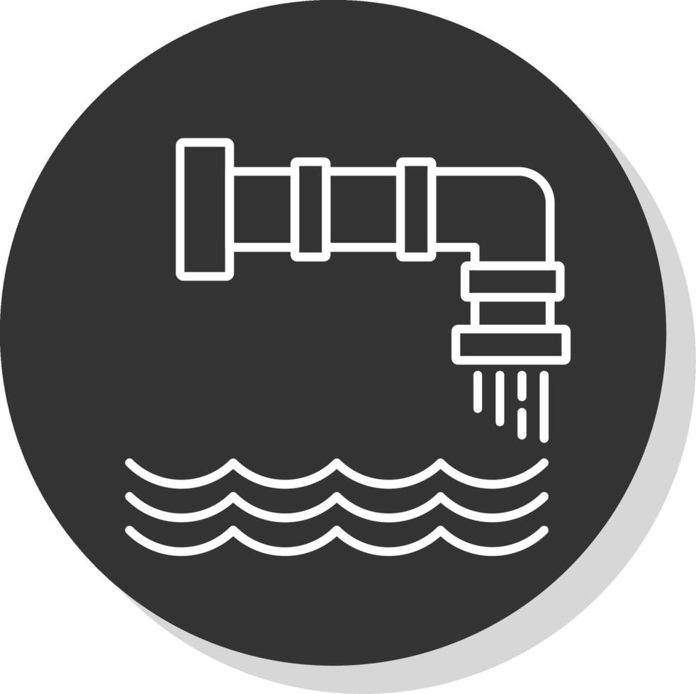 Water Pollution Line Grey Circle Icon vector