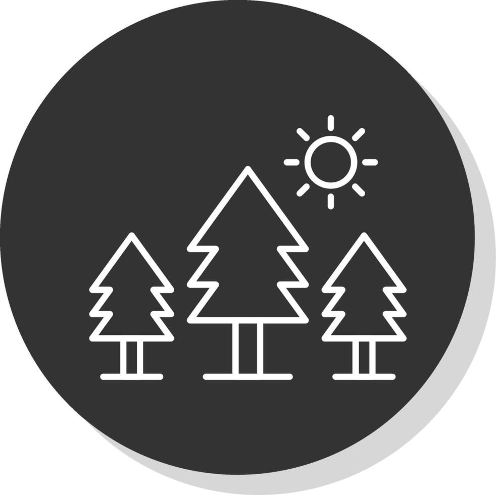 Pine Trees Line Grey Circle Icon vector