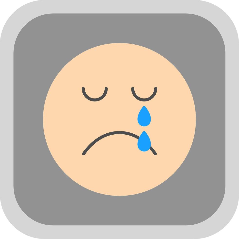 Crying Flat Round Corner Icon vector