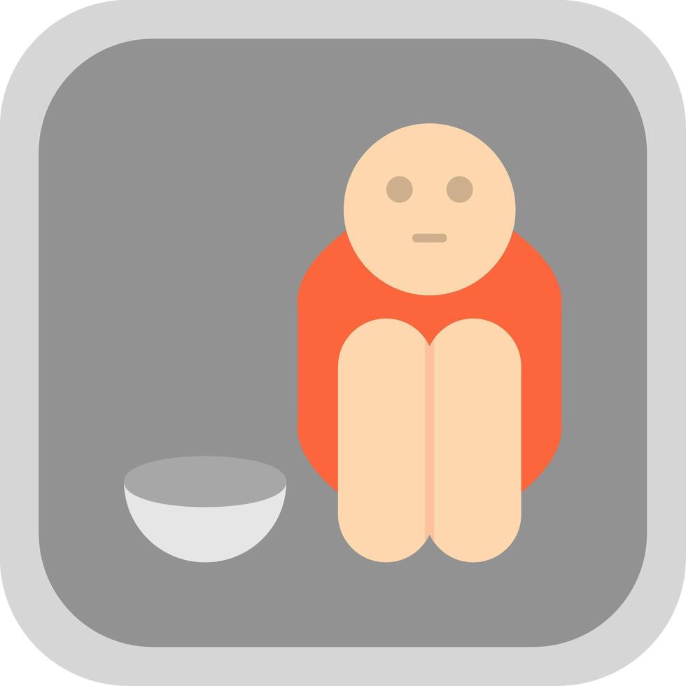 Hunger Flat Round Corner Icon vector