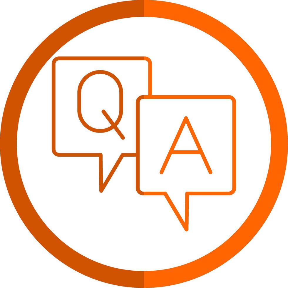 Question And Answer Line Orange Circle Icon vector