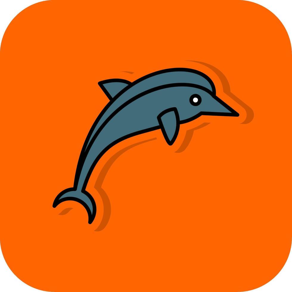 Dolphin Filled Orange background Icon vector
