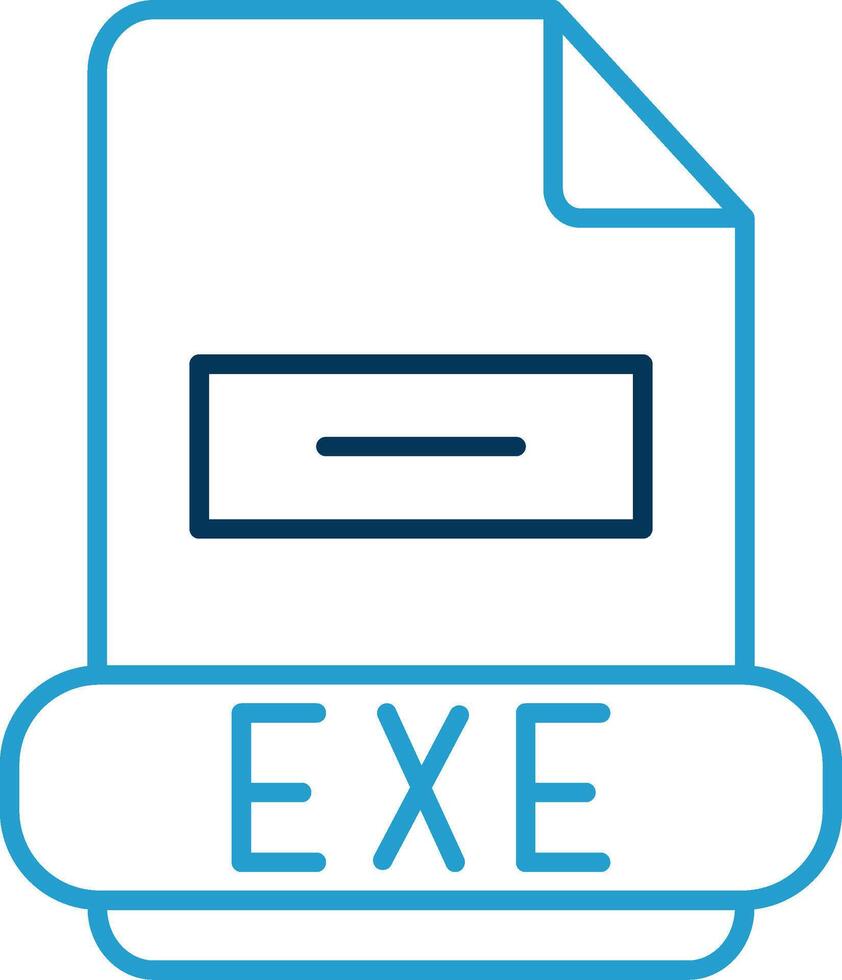 exe línea azul dos color icono vector