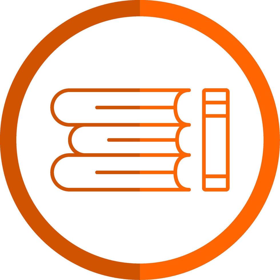 Book Stack Line Orange Circle Icon vector