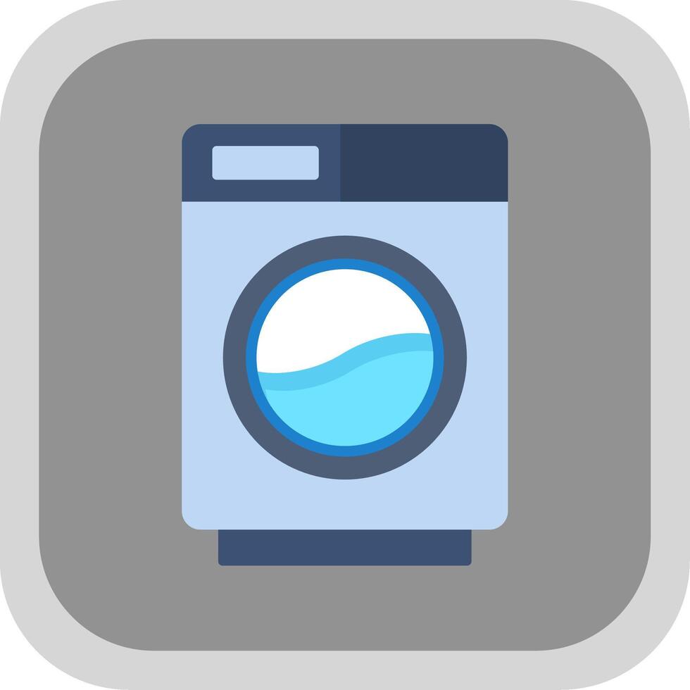 Washing Machine Flat Round Corner Icon vector