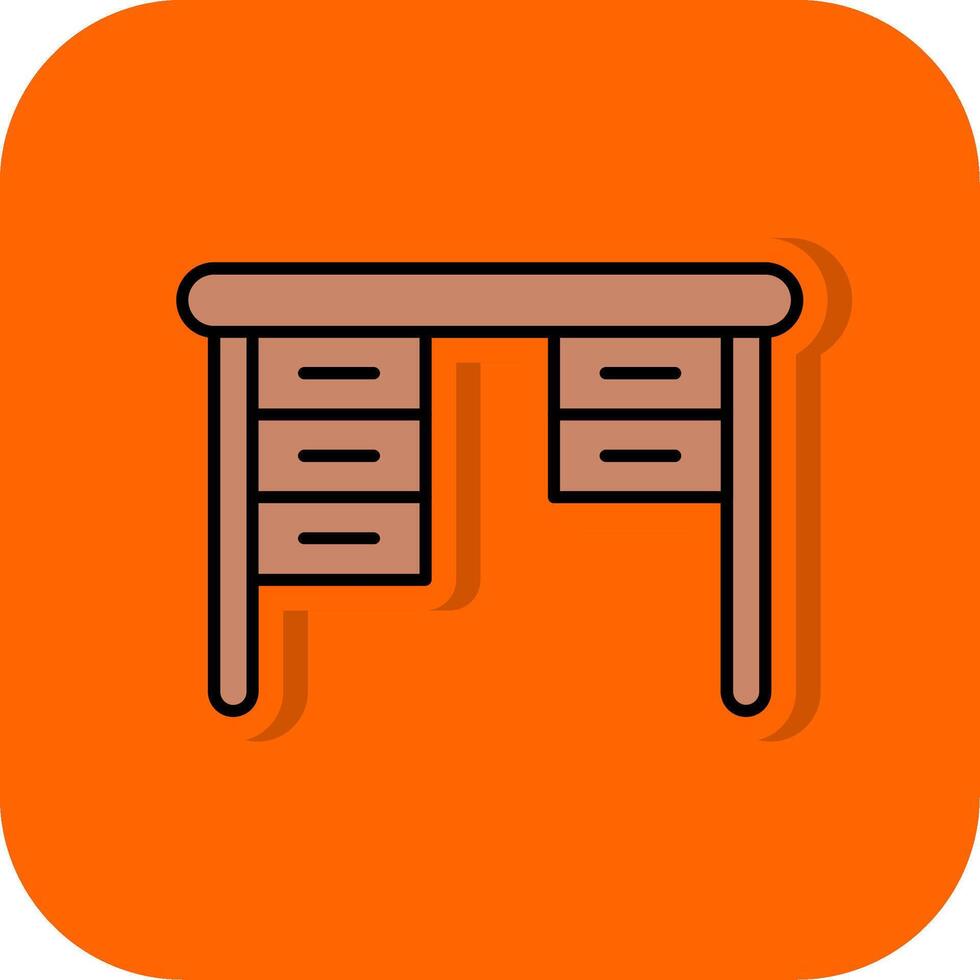 Office Desk Filled Orange background Icon vector