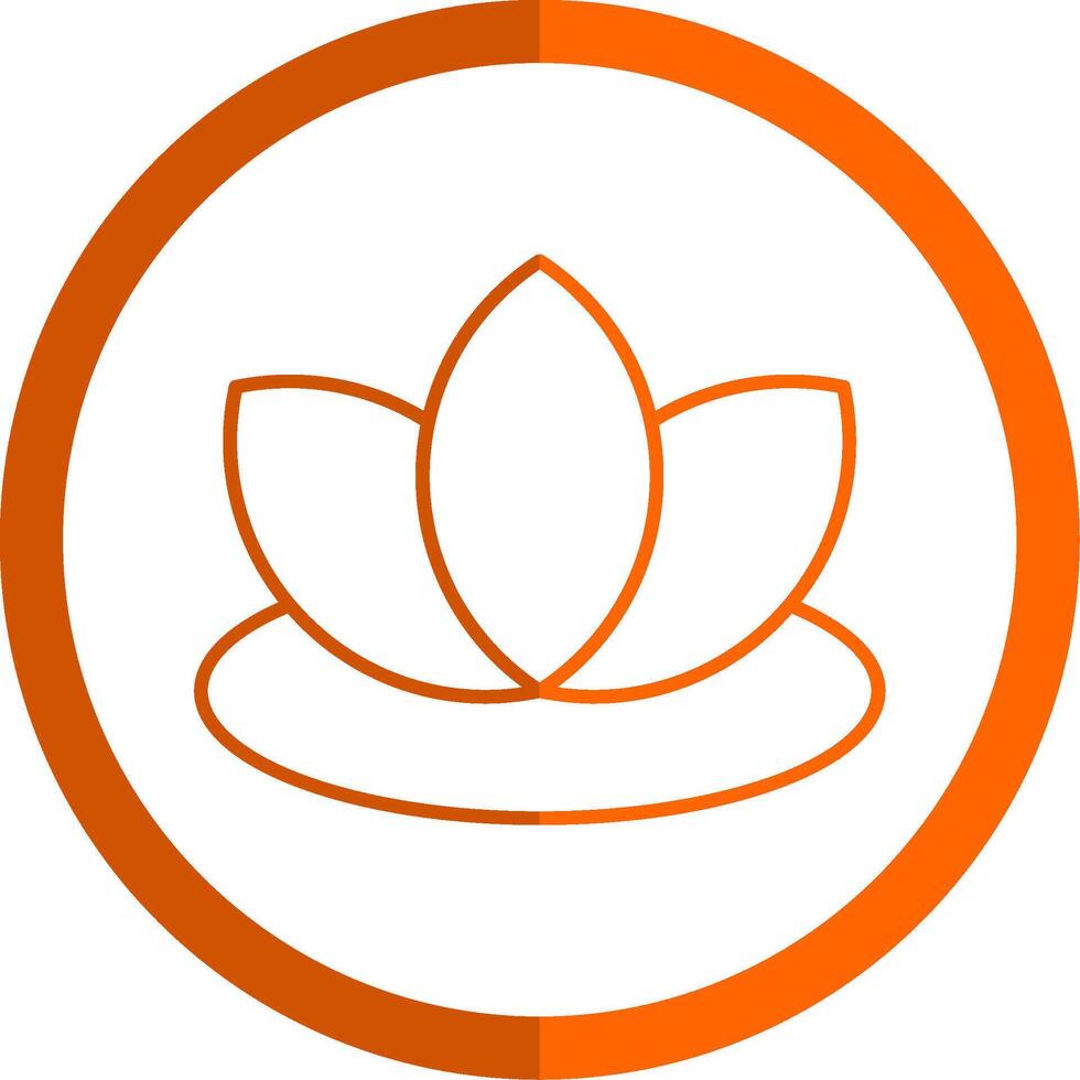 Lotus Line Orange Circle Icon vector