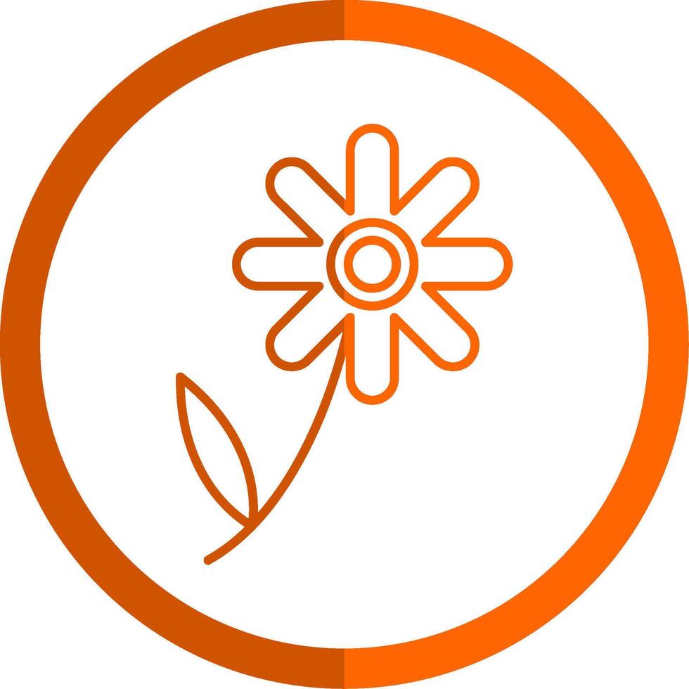 Chamomile Line Orange Circle Icon vector