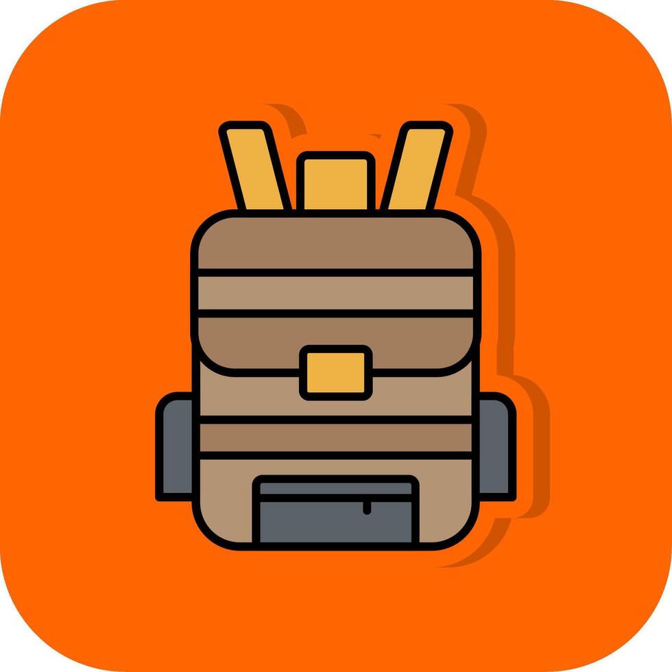 Backpack Filled Orange background Icon vector
