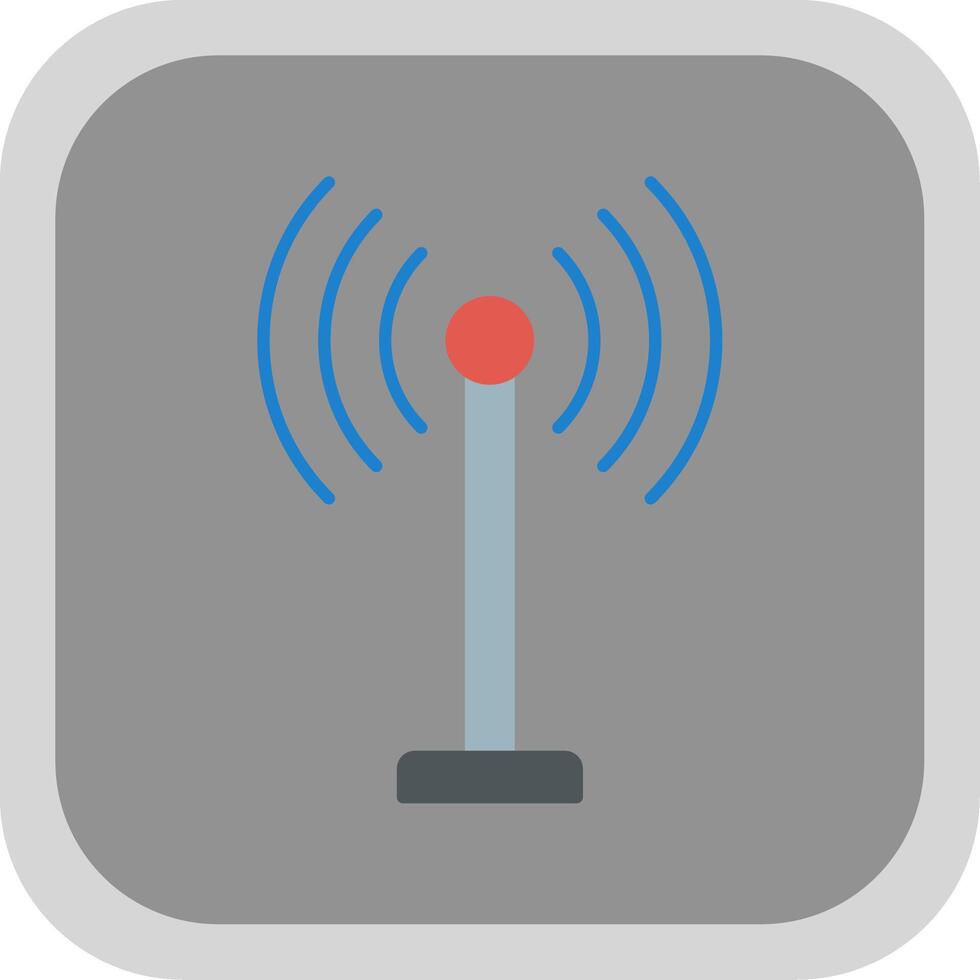 Antenna Flat Round Corner Icon vector